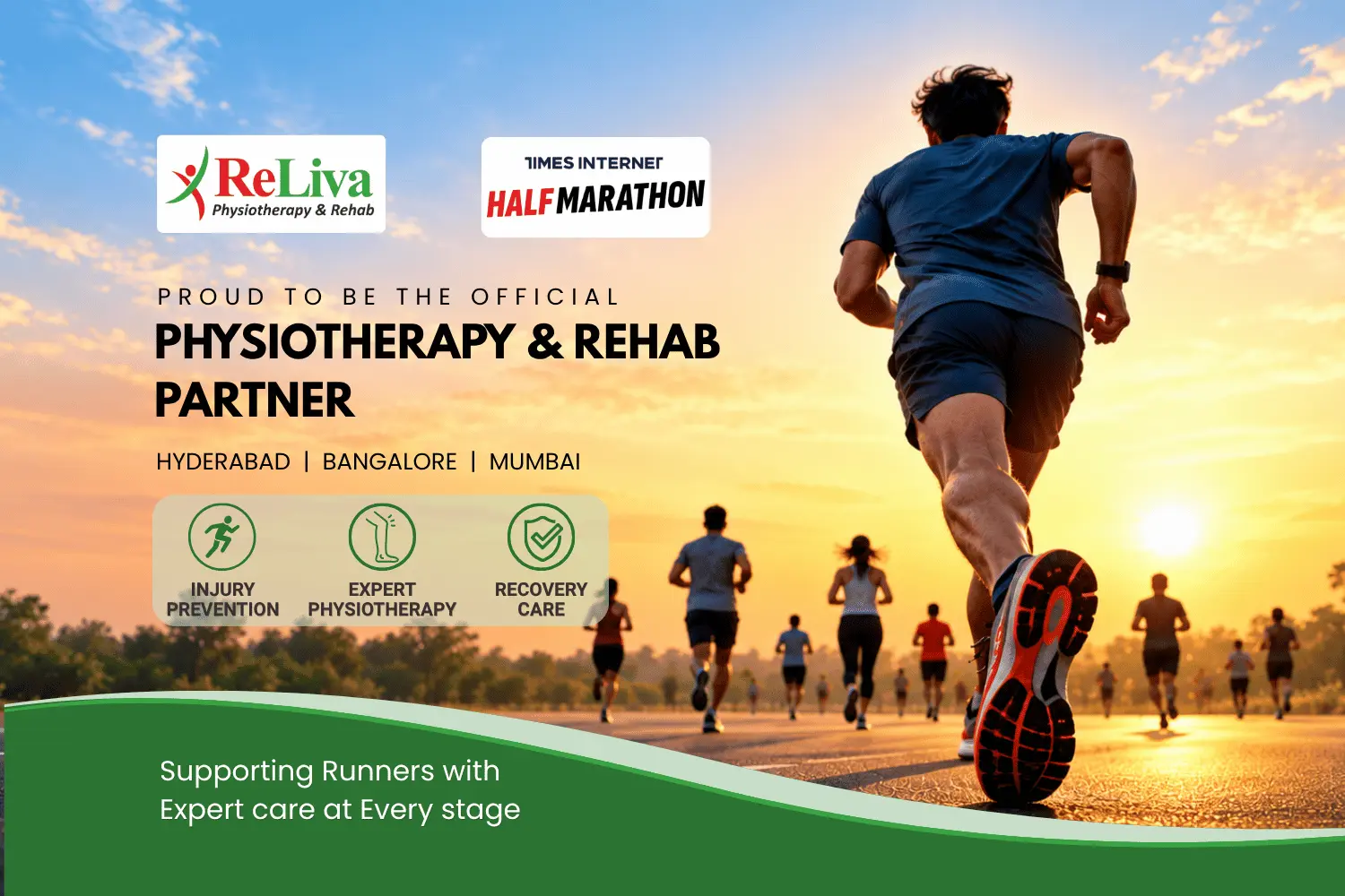ReLiva, Official Physiotherapy & Rehab Partner of the Times Internet Half Marathon – Hyderabad, Bangalore, Mumbai.
